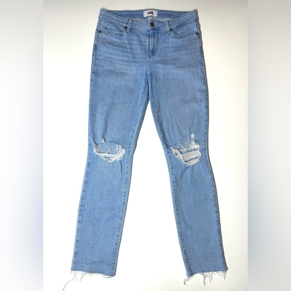 Paige Women's Skyline Ankle Peg Light Blue Distressed Jeans Size- 29 - Picture 11 of 11